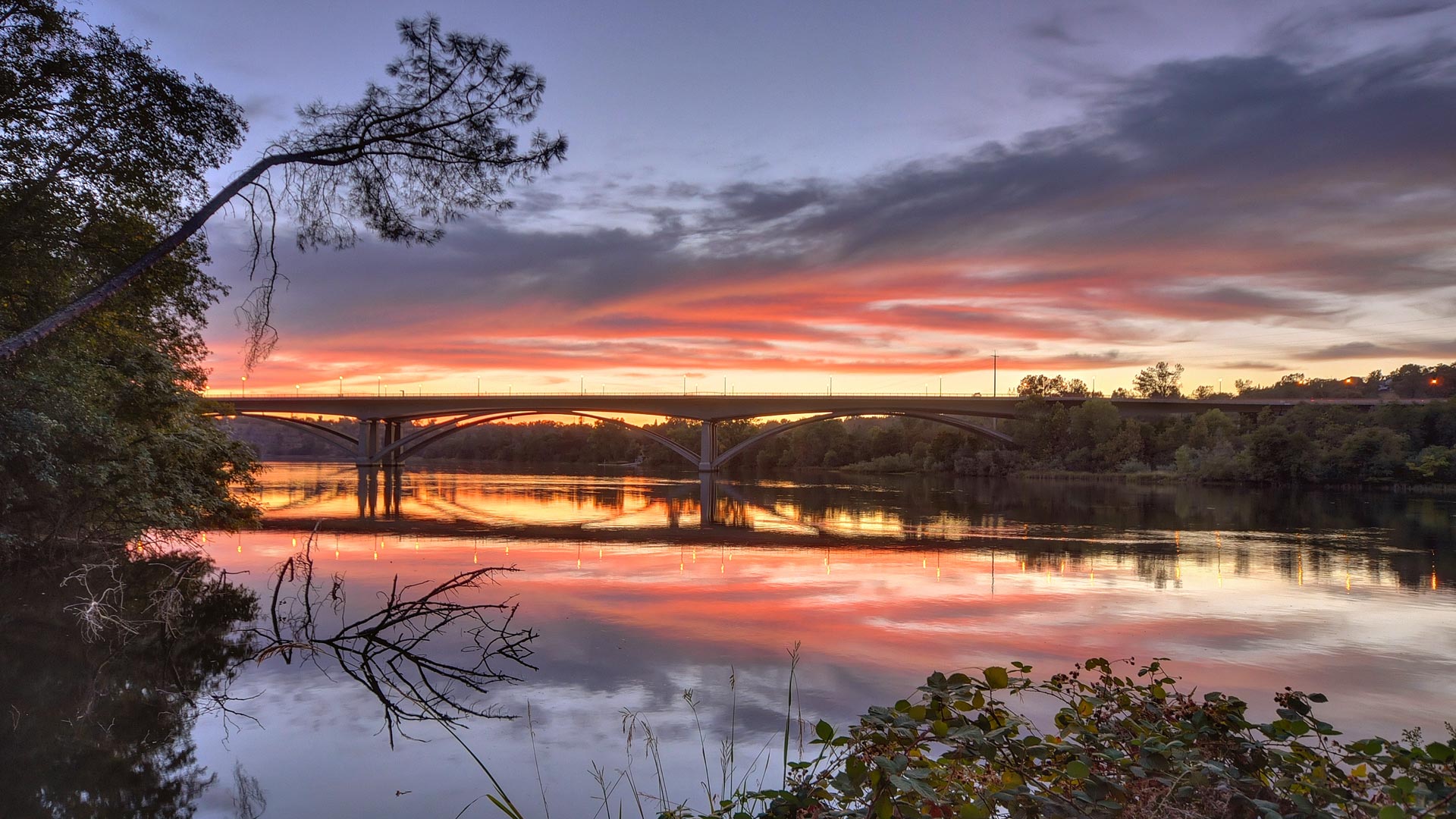 Folsom Rainbow Bridge at sunset