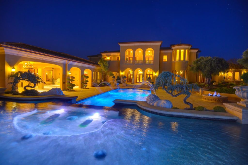 granite bay mansion with pool and fountain